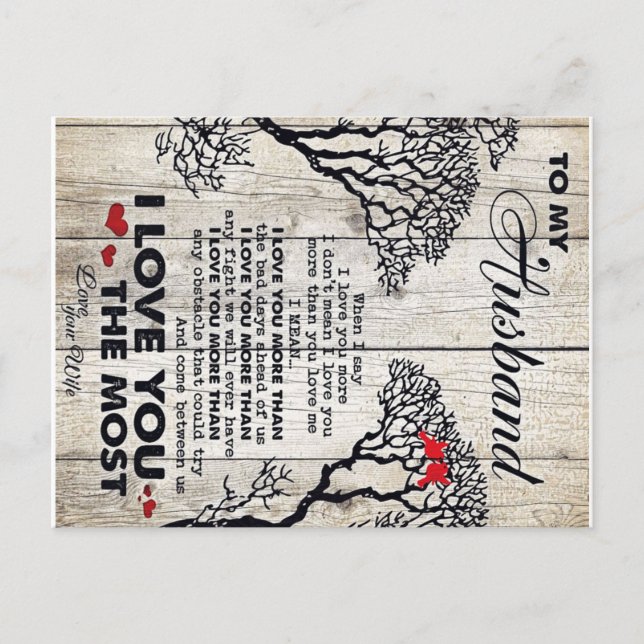 To My Husband Gift | Lovely Husband Letter Present Announcement Postcard (Front)