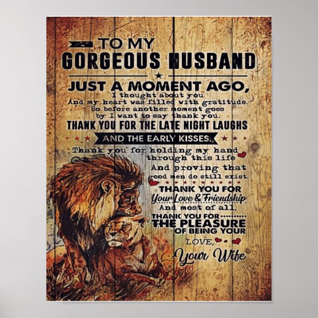 To My Husband Gift | Lovely Letter for Husband Poster (Front)