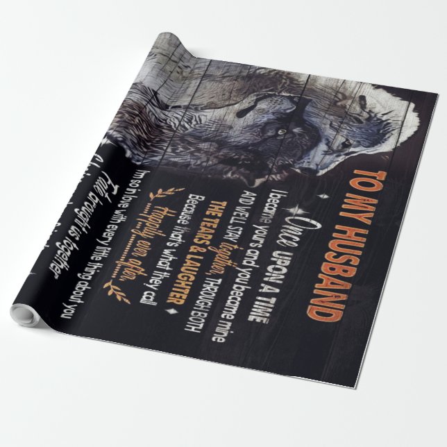 To My Husband Gift, Personalized Present Wrapping Paper (Unrolled)