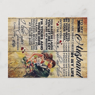 To my husband gift Special letter to husband Announcement Postcard