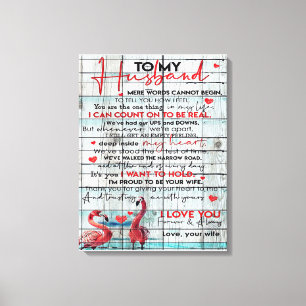To My Husband Letter Cute Flamingo Present Canvas Print