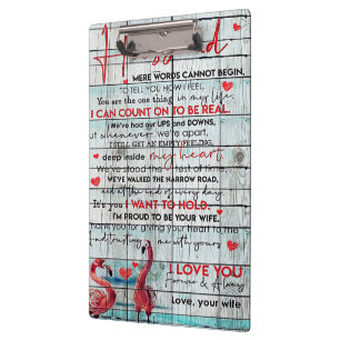 To My Husband Letter Cute Flamingo Present Clipboard