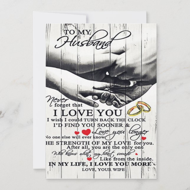 To My Husband Letter | Cute Present | Holiday Card (Front)