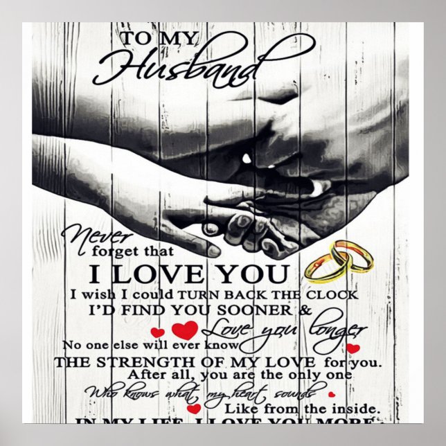 To My Husband Letter | Cute Present | Poster (Front)
