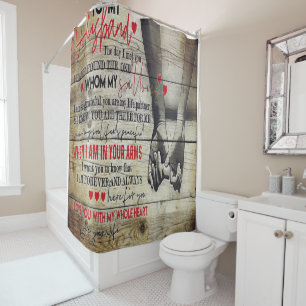 To My Husband Letter, Love Quotes Gift Shower Curtain
