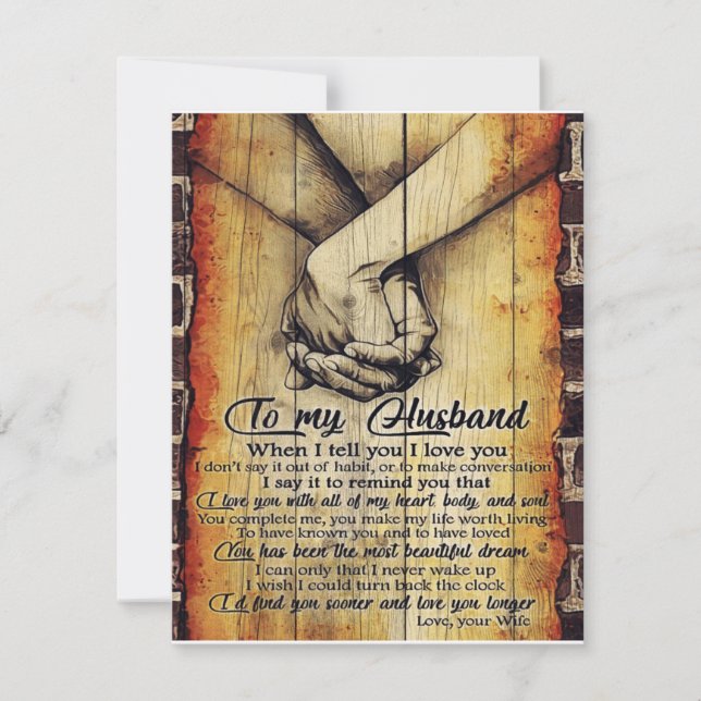 To My Husband Letter, Lovely Quotes Gift Invitation (Front)