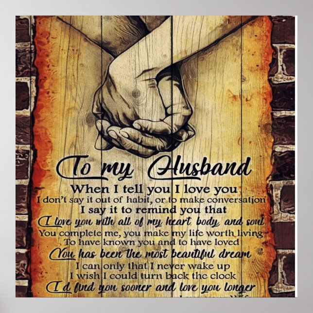 To My Husband Letter, Lovely Quotes Gift Poster (Front)