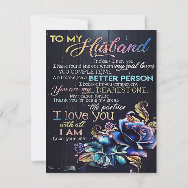 To My Husband Letter, To My Husband Gift Invitation (Front)