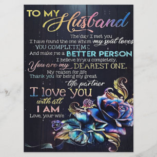 To My Husband Letter, To My Husband Gift Menu