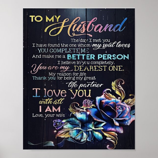 To My Husband Letter, To My Husband Gift Poster (Front)