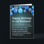 TO MY *HUSBAND* LOVE OF MY LIFE ON BIRTHDAY HOLIDAY CARD<br><div class="desc">LET HIM KNOW HOW YOU REALLY FEEL ON "HIS SPECIAL DAY" AND THANK YOU SO MUCH FOR STOPPING BY 1 OF MY 8 STORES. (CHANGE THE VERSE ON THE INSIDE OR ADD HIS NAME IF YOU WISH)</div>
