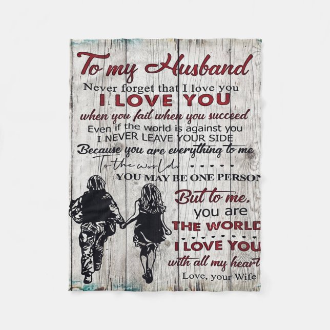 To my Husband | Lovely Husband Gift Fleece Blanket (Front)