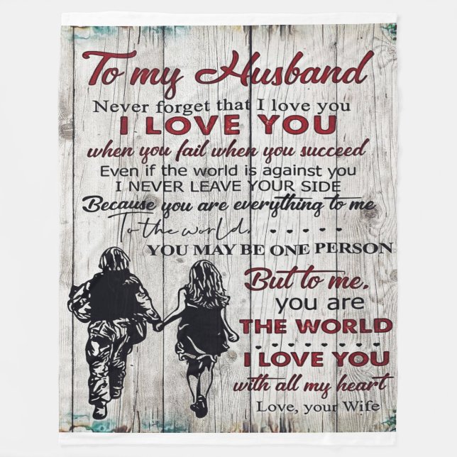 To my Husband | Lovely Husband Gift Fleece Blanket (Front)