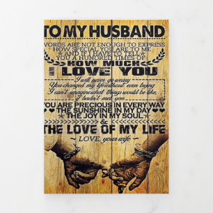 To My Husband   My Husband Gift   Letter For Him   Tri-Fold Announcement