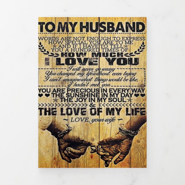 To My Husband | My Husband Gift | Letter For Him | Tri-Fold Announcement (Cover)