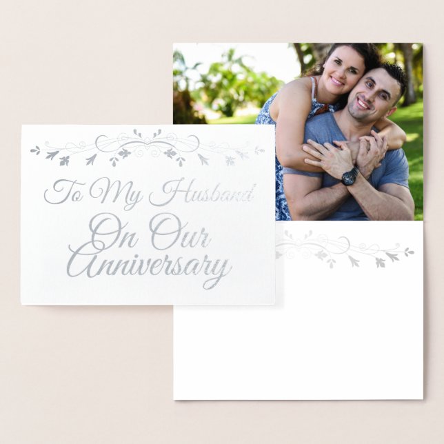 To my Husband on Our Anniversary Silver Foil Card (Display)