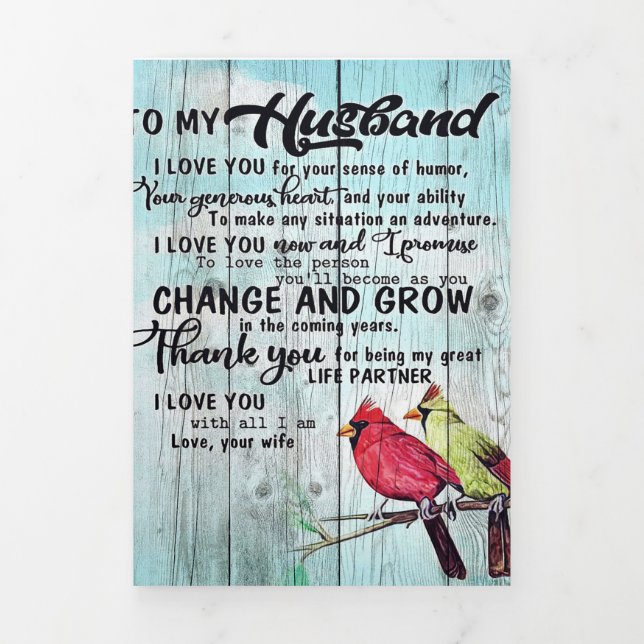 To my Husband | Personalised perfect gift Tri-Fold Announcement (Cover)