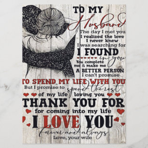 To My Husband Present   Cute Quotes Gift   Menu