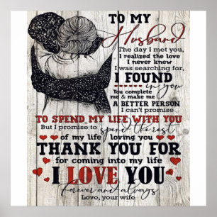 To My Husband Present   Cute Quotes Gift   Poster