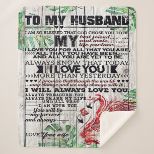 To My Husband Present   Cute Quotes Gift   Sherpa Blanket