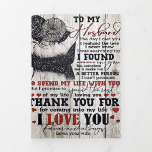 To My Husband Present   Cute Quotes Gift   Tri-Fold Announcement
