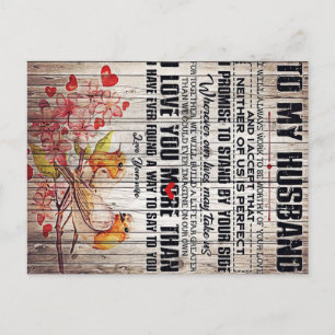 To My Husband Present Cute Slogan Gift Announcement Postcard