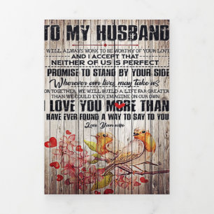 To My Husband Present   Cute Slogan Gift   Tri-Fold Announcement