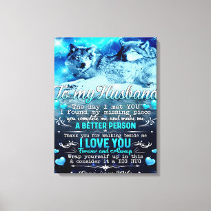 To My Husband Wolf Gift, Husband Birthday Gift Canvas Print