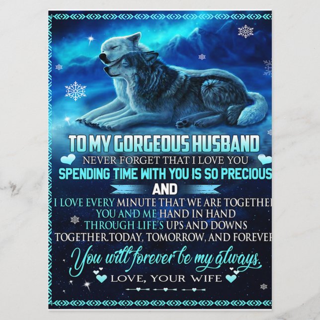 To My Husband Wolf Gift, Husband Birthday Gift Menu (Front)