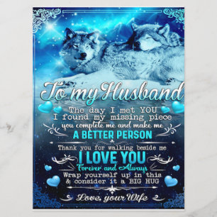 To My Husband Wolf Gift, Husband Birthday Gift Menu