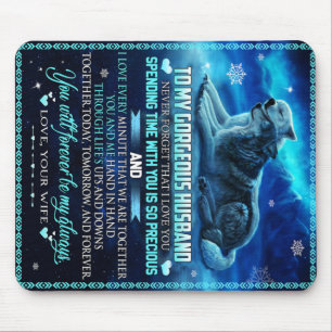 To My Husband Wolf Gift, Husband Birthday Gift Mouse Mat