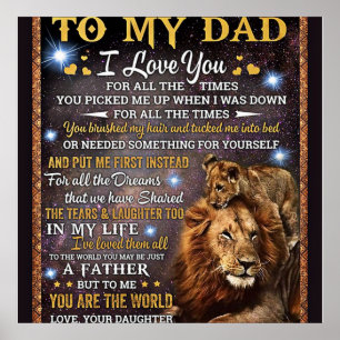 To My Lion Dad Gift, Dad Birthday Gift Idea Poster