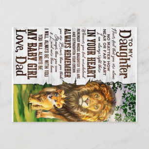 To My Lion Daughter Gift, Daughter Birthday Gift Postcard