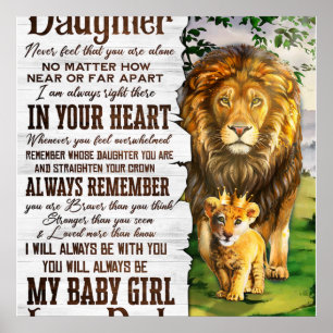 To My Lion Daughter Gift, Daughter Birthday Gift Poster