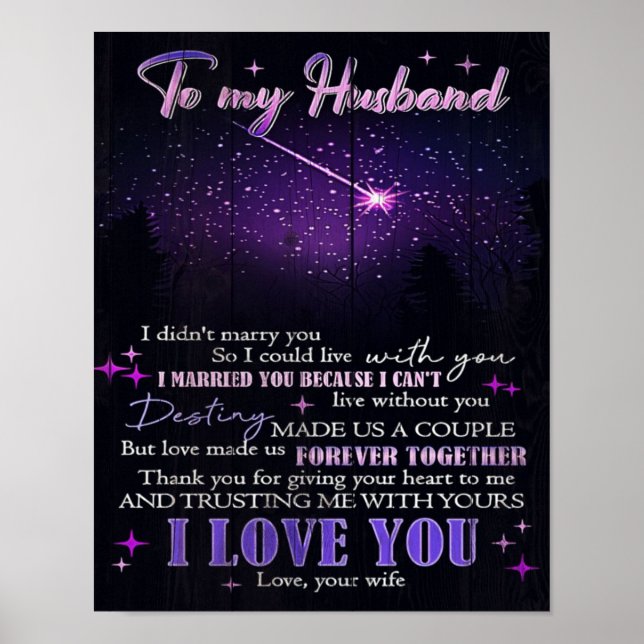 To My Love My Husband | Cute Quotes Gift | Poster (Front)