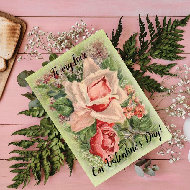 To My Love on Valentine's Day Floral Victorian Holiday Card (Creator Uploaded)