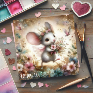 To My Love Whimsical Mouse Romantic Valentine Holiday Card