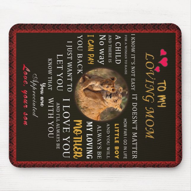 To My Loving Mum From Son Mouse Mat (Front)