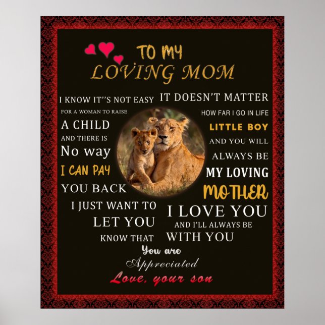 To My Loving Mum From Son Poster (Front)