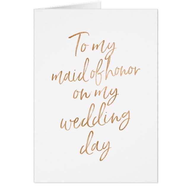 To my maid of honor on my wedding | Stylish Copper (Front)