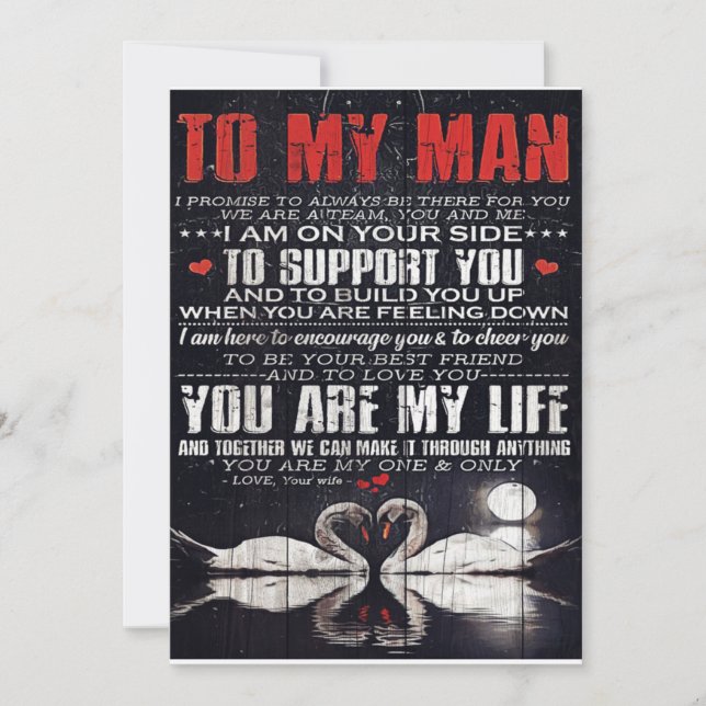 To My Man Gift, Personalised Gift To My Husband Holiday Card (Front)