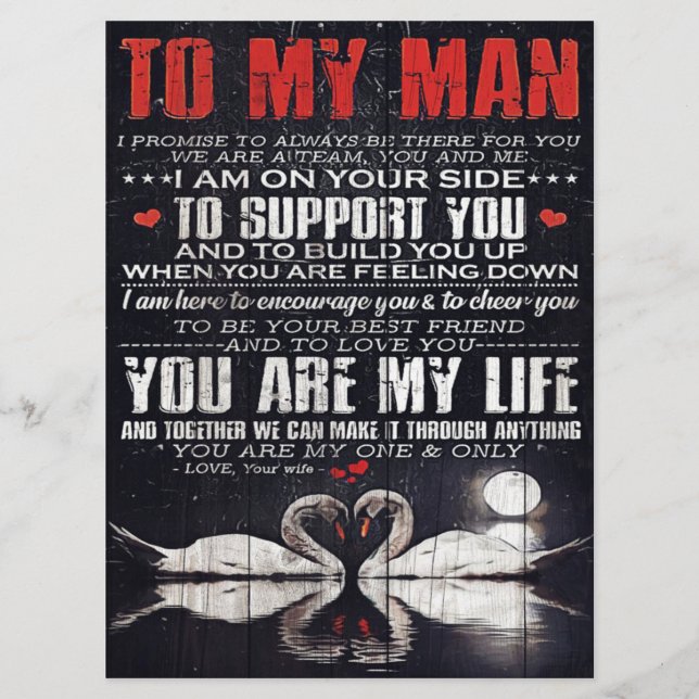 To My Man Gift, Personalised Gift To My Husband Menu (Front)