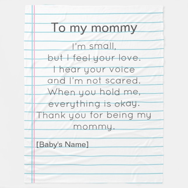 To My Mommy for First Mother's day personalized  Fleece Blanket (Front)