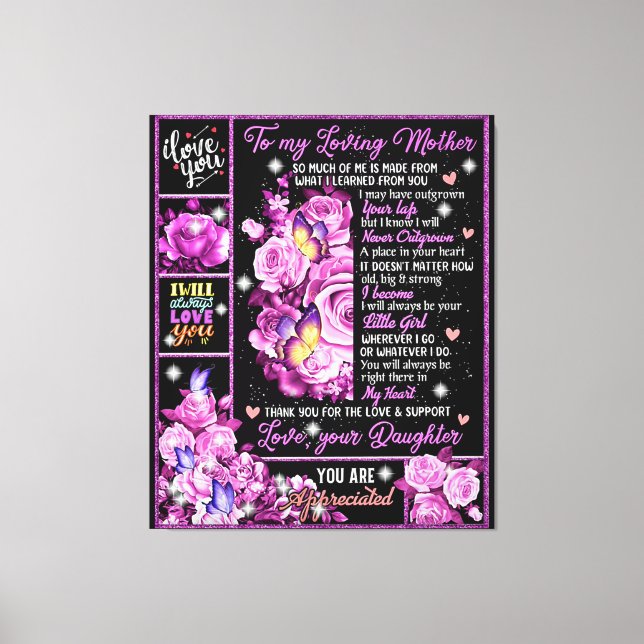 To My Mother Birthday Gift, Love Mum Gift Idea Canvas Print (Front)