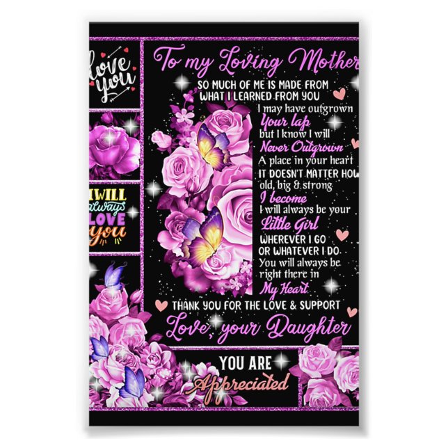 To My Mother Birthday Gift, Love Mum Gift Idea Photo Print (Front)