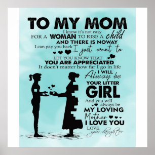 To my mother design Letter to mummy Poster