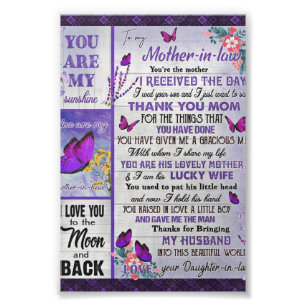 To My Mother- In - Law Gift, Mother Birthday Gift Photo Print
