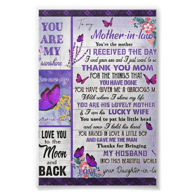 To My Mother- In - Law Gift, Mother Birthday Gift Photo Print (Front)