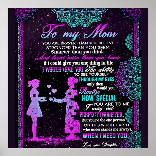 To My Mum And Daughter Gift, Mummy Gift Idea Poster (Front)