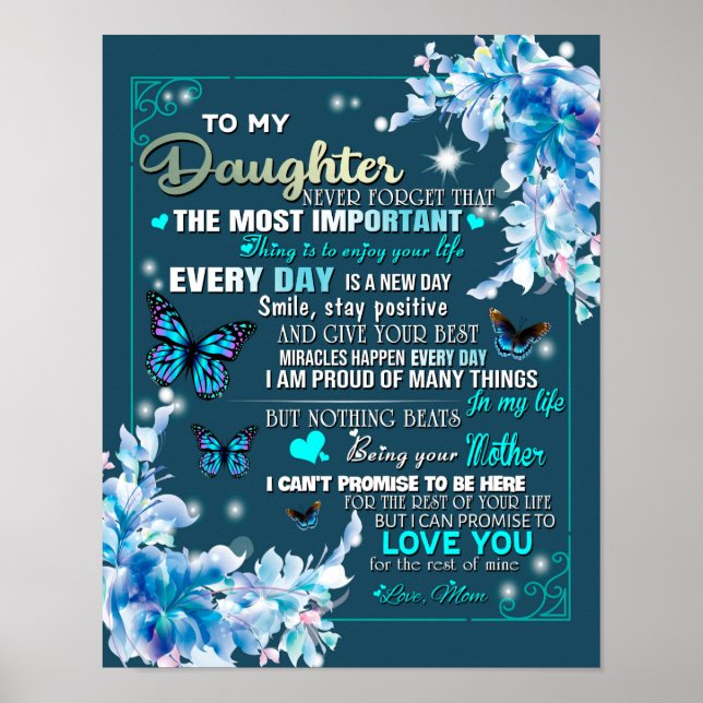 To My Mum Gift,Daughter And Mum,Butterfly Lovers Poster (Front)